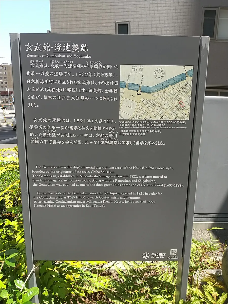 千葉周作の「玄武館」と東條一堂の「瑶池塾」の跡地